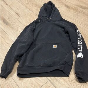 Carhartt Men's‎ Black Hoodie with Sleeve Logo